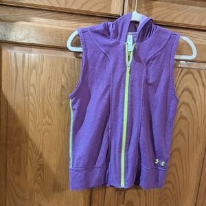 Under Armour purple and neon chartreuse sleeveless hoodie in Youth XL/Women's XS